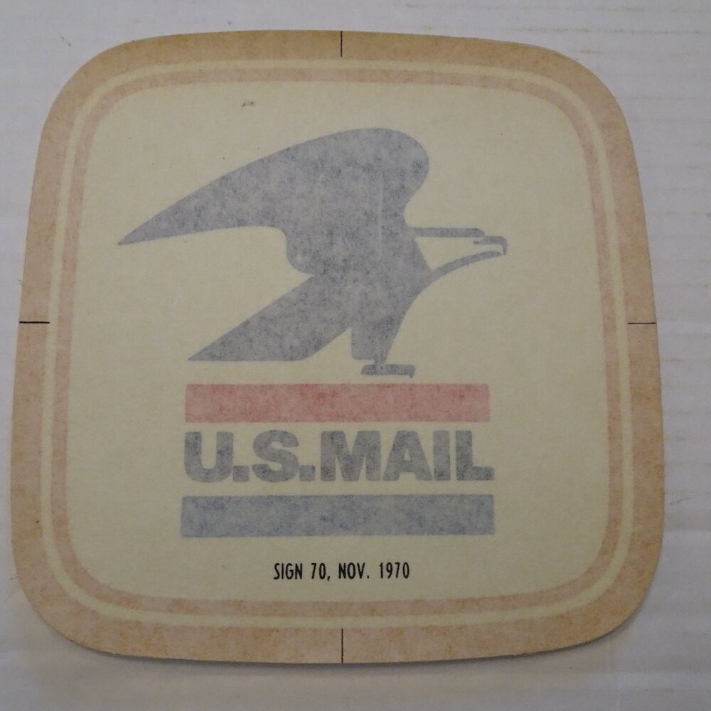 USPS Mail Vehicle - Truck Decal - Vintage - Sign #70 Nov. 1970 - 8" x 8" - New